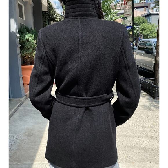 BABATON Women's The Connor Coat Short Virgin Wool Cashmere Coat Black Belted M - Picture 7 of 16